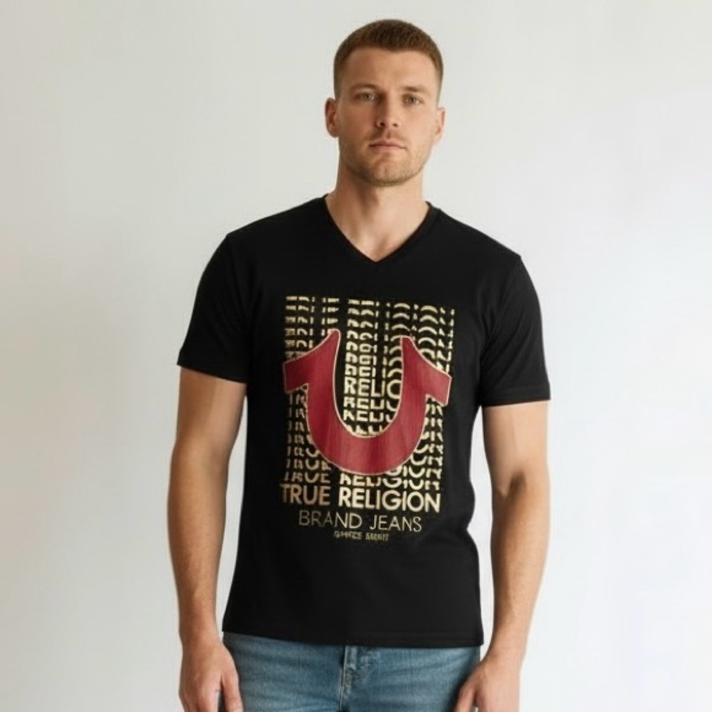 TRUE RELIGION Logo Repeat Men’s Tee - Picture 1 of 7
